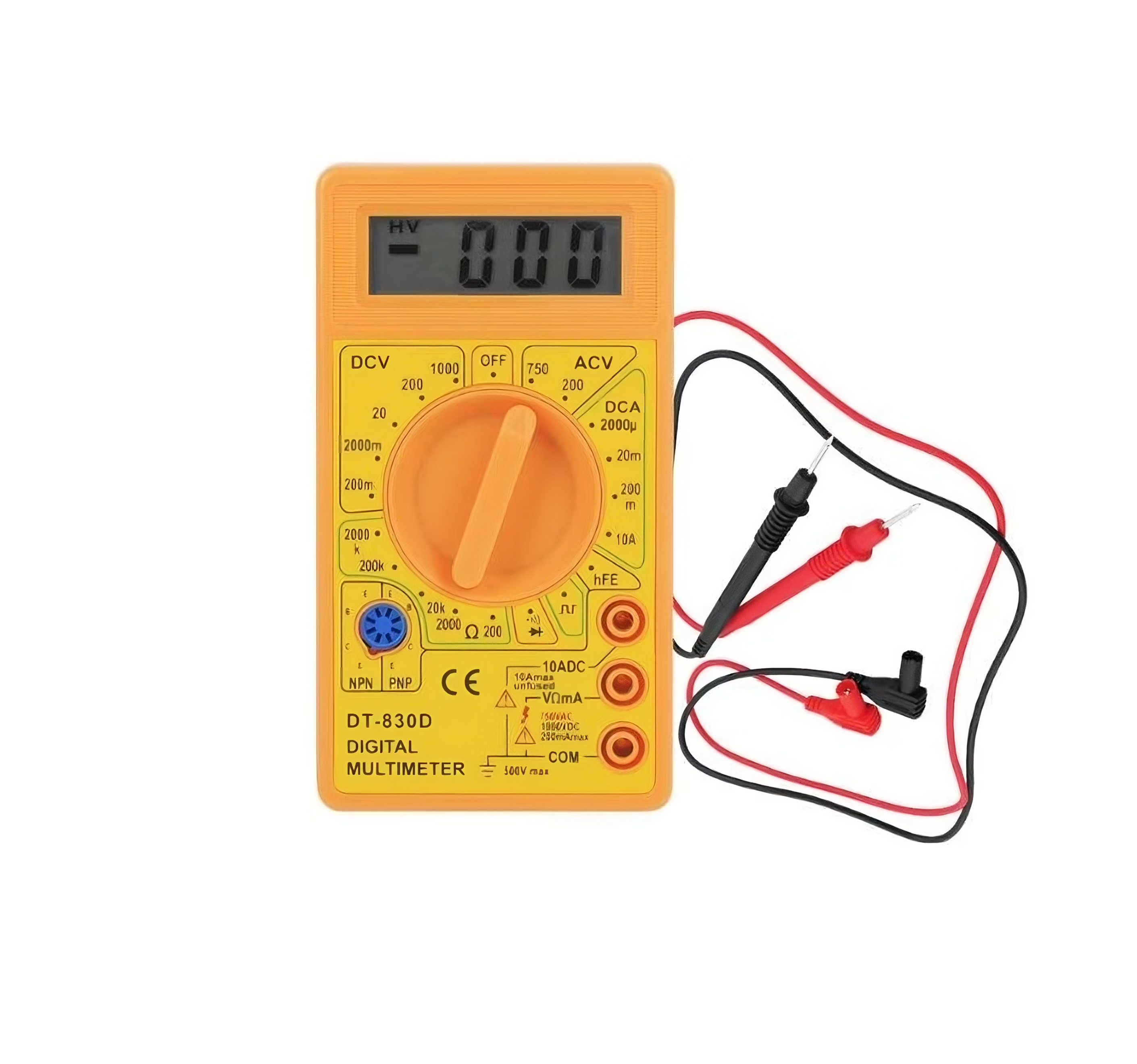 Multimetru digital cu afisaj LCD DT-830D galben